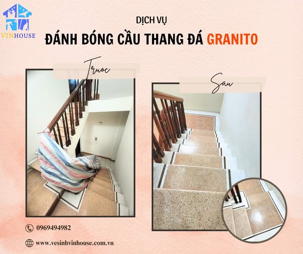 Đánh Bóng Cầu thang Đá Granito